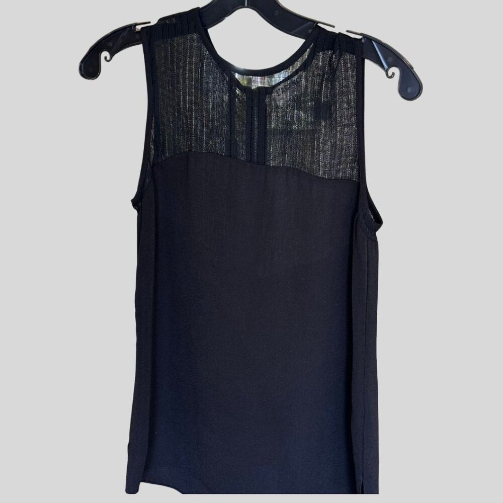 L’AGENCE Black Mesh Sheer Zip Back Sleeveless Top | Size 0